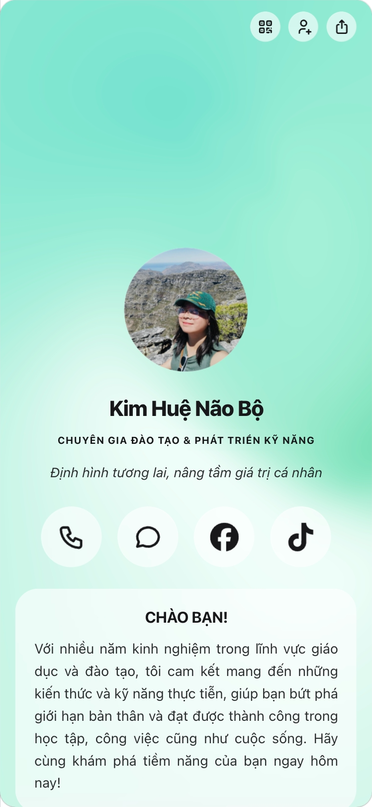 Trang bio của Huệ Kim trên viet.bio