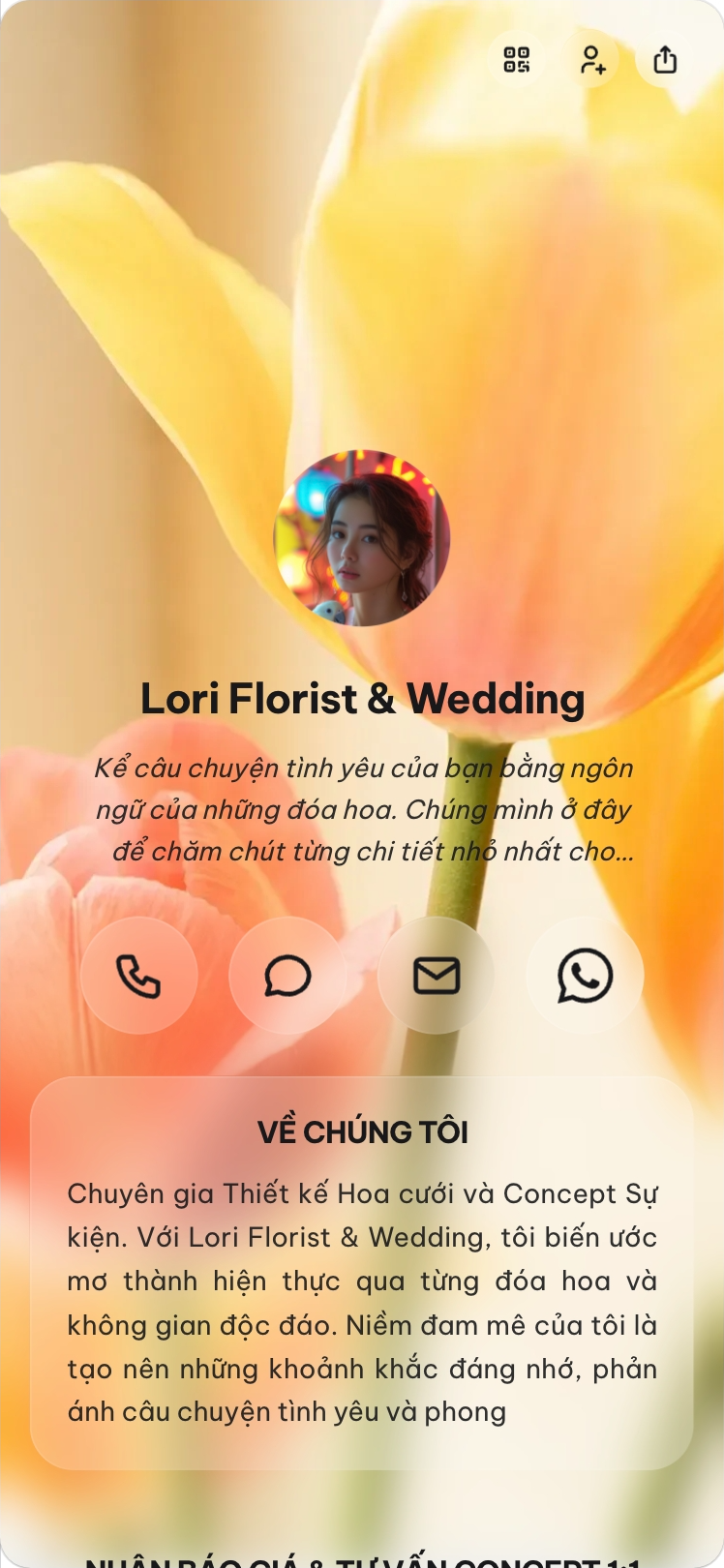 Trang bio của Lori Florist trên viet.bio